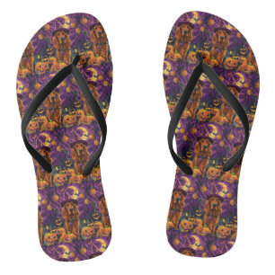 Spooky Ierse Rode Setter Halloween Witch Pumpkin Teenslippers