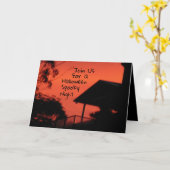Spooky Image of House >Halloween Invitation Card Kaart (Gele Bloem)