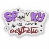 Spooky is mijn estheticum - Halloween Skull en Gho Sticker (Voorkant)