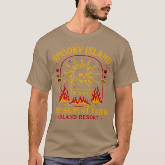 Spooky Island Amusement Park Skeleton Beach Party  T-shirt (Voorkant)
