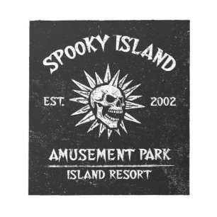 Spooky Island Est 2002 Pretpark Schedel Notitieblok