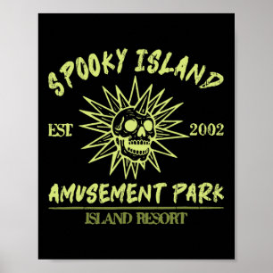 Spooky Island Est 2002 pretpark Skull Hallow Poster