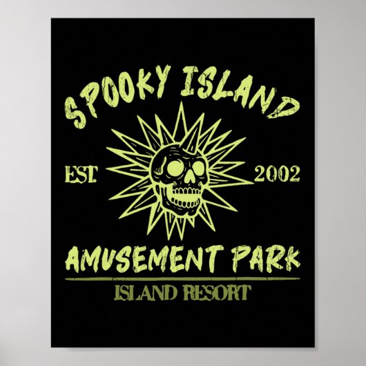 Spooky Island Est 2002 pretpark Skull Hallow Poster (Voorkant)