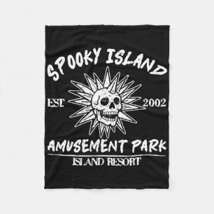 Spooky Island Retro Halloween Skull 90s Halloween Fleece Deken