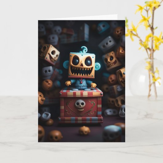 Spooky Jack-in-a-Box Halloween Kaart (Gele Bloem)