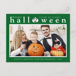 Spooky Jack-o'-lantaarn Happy Halloween 1 Foto Feestdagenkaart
