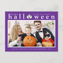 Spooky Jack-o'-lantaarn Happy Halloween 1 Foto Feestdagenkaart