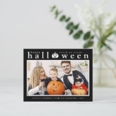 Spooky Jack-o'-lantaarn Happy Halloween 1 Foto Feestdagenkaart (Staand voorkant)