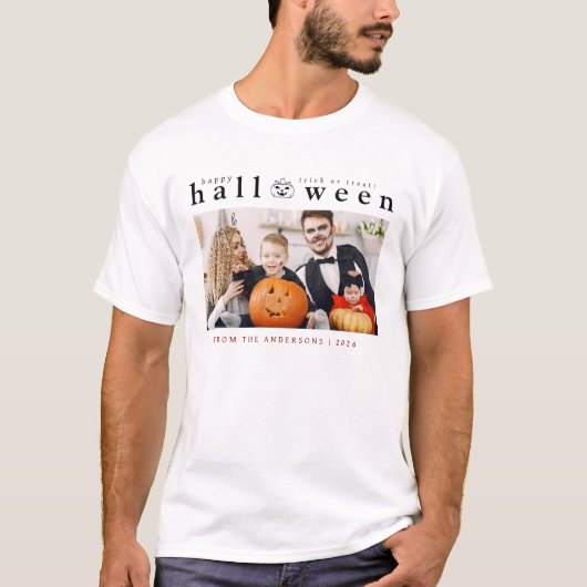 Spooky Jack-o'-lantaarn Happy Halloween 1 Foto T-shirt (Voorkant)