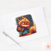 Spooky Jack-o'-Lantern Dunking Halloween Basketbal Vierkante Sticker (Envelop)