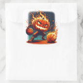 Spooky Jack-o'-Lantern Dunking Halloween Basketbal Vierkante Sticker (Tas)