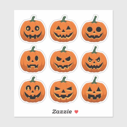 Spooky Jack-o'-Lantern Gezichten Scrapbook Sticker (Vel)