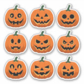 Spooky Jack-o'-Lantern Gezichten Scrapbook Sticker (Voorkant)