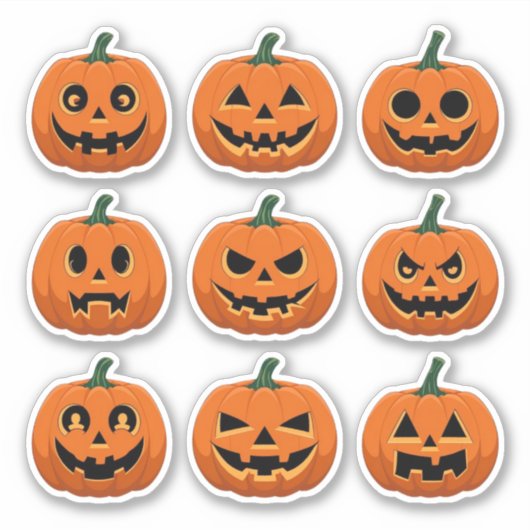 Spooky Jack-o'-Lantern Gezichten Scrapbook Sticker (Voorkant)