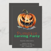 Spooky Jack-O' Lantern Grijs Pompoen Carving Party Kaart (Voorkant / Achterkant)