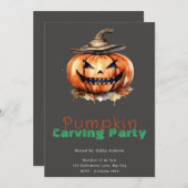 Spooky Jack-O' Lantern Grijs Pompoen Carving Party Kaart (Voorkant / Achterkant)