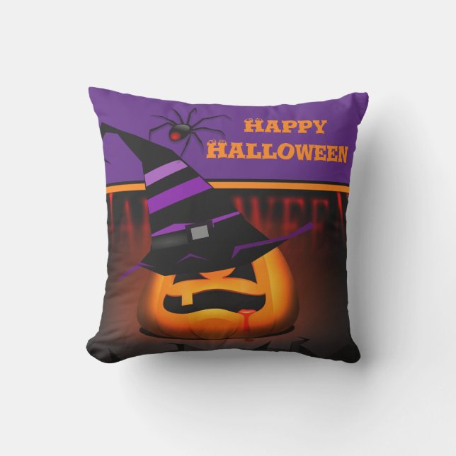 Spooky Jack O' Lantern Halloween Buitenkussen (Voorkant)