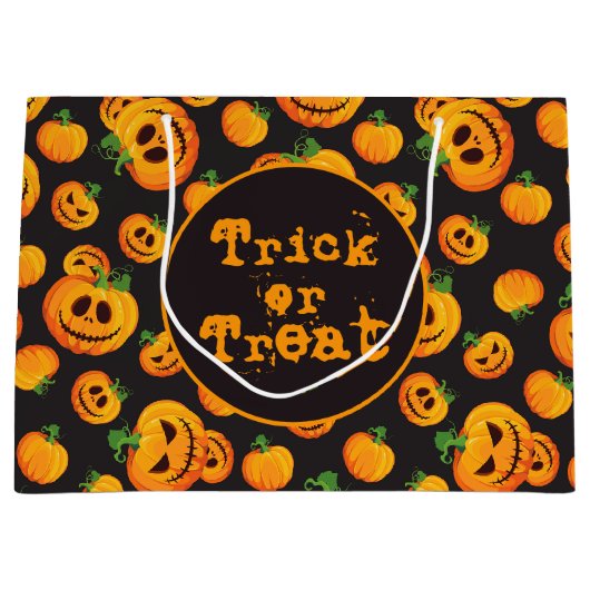 Spooky Jack-O-Lantern Halloween Gift Bag Groot Cadeauzakje (Voorkant)