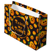 Spooky Jack-O-Lantern Halloween Gift Bag Groot Cadeauzakje (Voorkant Gekanteld)