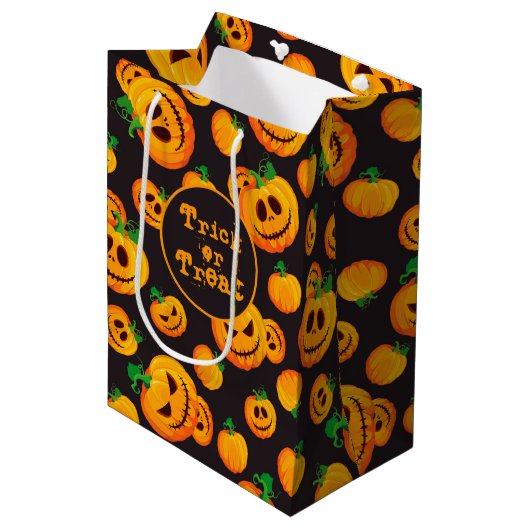 Spooky Jack-O-Lantern Halloween Gift Bag Medium Cadeauzakje (Voorkant Gekanteld)