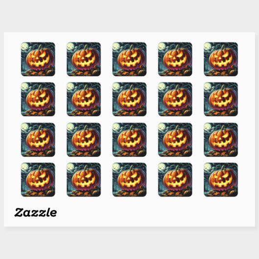 Spooky Jack-o-Lantern Halloween Vierkante Sticker (Vel)