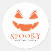 Spooky Jack O Lantern Happy Halloween Ronde Sticker (Voorkant)