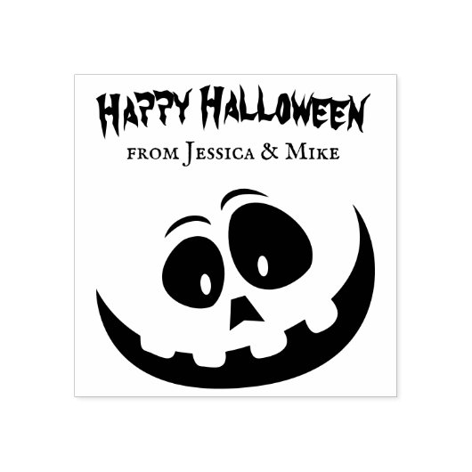 Spooky Jack O' Lantern Happy Halloween uit+ namen Rubberstempel (Afrduk)