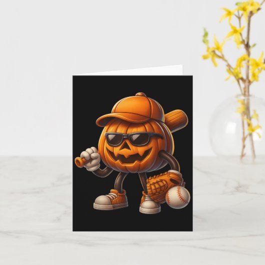 Spooky Jack O Lantern Honkbal Halloween Kostuums Kaart (Gele Bloem)