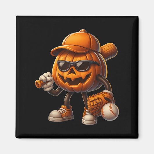 Spooky Jack O Lantern Honkbal Halloween Kostuums Magneet (Voorkant)