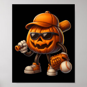 Spooky Jack O Lantern Honkbal Halloween Kostuums Poster