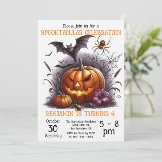 Spooky Jack o' Lantern Kind Verjaardag Halloween Kaart (Staand voorkant)