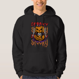 Spooky Jack-O-Lantern met schedel en skelet hand Hoodie