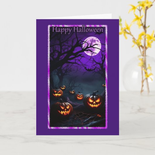 Spooky Jack-O-Lantern Ontmoeting Halloween Kaart (Gele Bloem)