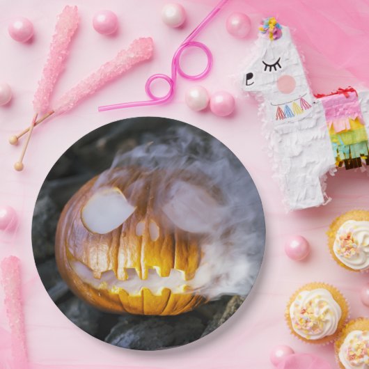 Spooky Jack-o-lantern Papieren Bordje (Feest)