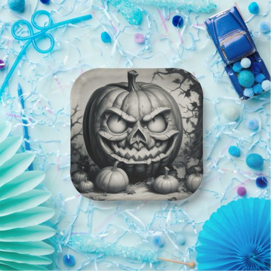 Spooky Jack-o'-lantern Papieren Bordje (Feest)