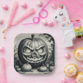 Spooky Jack-o'-lantern Papieren Bordje (Feest)