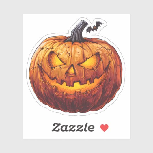 Spooky Jack-o-Lantern Pumpkin Sticker (Vel)