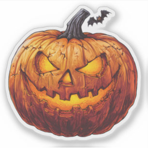 Spooky Jack-o-Lantern Pumpkin Sticker