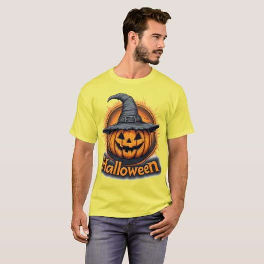 Spooky Jack-O'-Lantern Pumpkin T-shirt (Voorkant volledig)