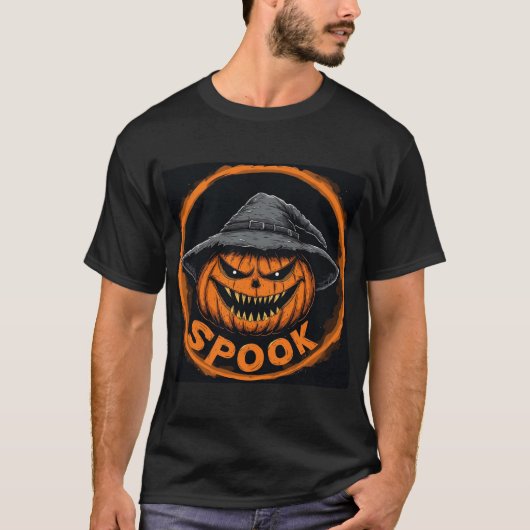 Spooky Jack-O'-Lantern Pumpkin T-shirt (Voorkant)