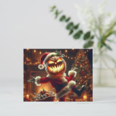 Spooky Jack-O-Lantern Santa Briefkaart (Staand voorkant)