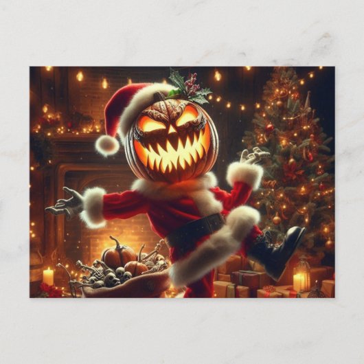 Spooky Jack-O-Lantern Santa Briefkaart (Voorkant)