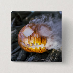 Spooky Jack-o-lantern Vierkante Button 5,1 Cm