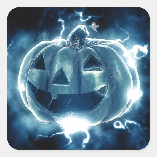 Spooky Jack-o-Lantern Vierkante Sticker (Voorkant)