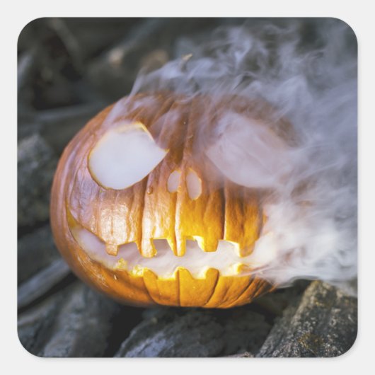 Spooky Jack-o-lantern Vierkante Sticker (Voorkant)