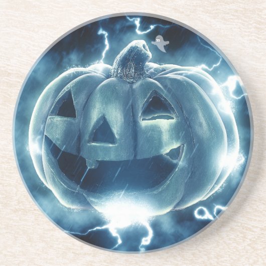 Spooky Jack-o-Lantern Zandsteen Onderzetter (Voorkant)