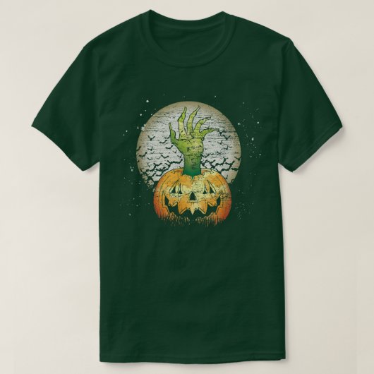 Spooky Jack O Lantern Zombie Scary Halloween Pumpk T-shirt (Design voorkant)