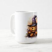 Spooky Jack-o-Lanterns Dragen een heksen Pet Koffiemok (Voorkant links)