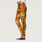 Spooky Jack O Lanterns Oranje pompoen Spider Web Leggings (Links)