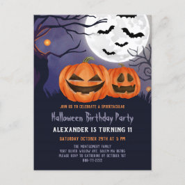 Spooky Jack O'Lantern Halloween Birthday Party Inv Briefkaart